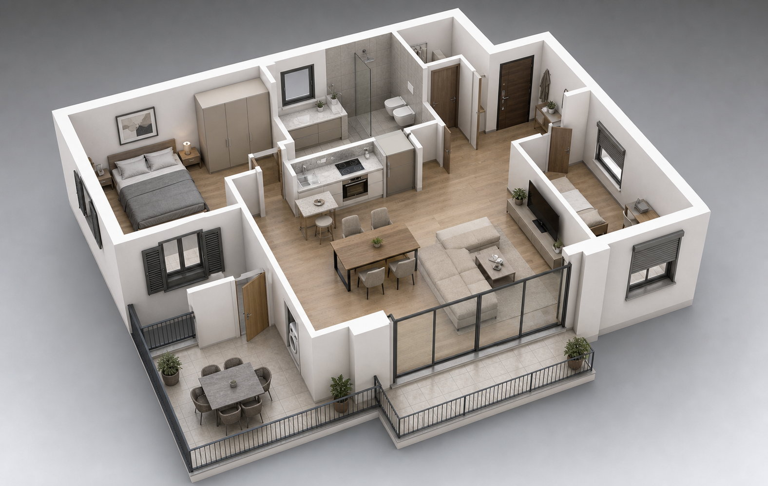 Casa 3D realistica con prodotti selezionabili